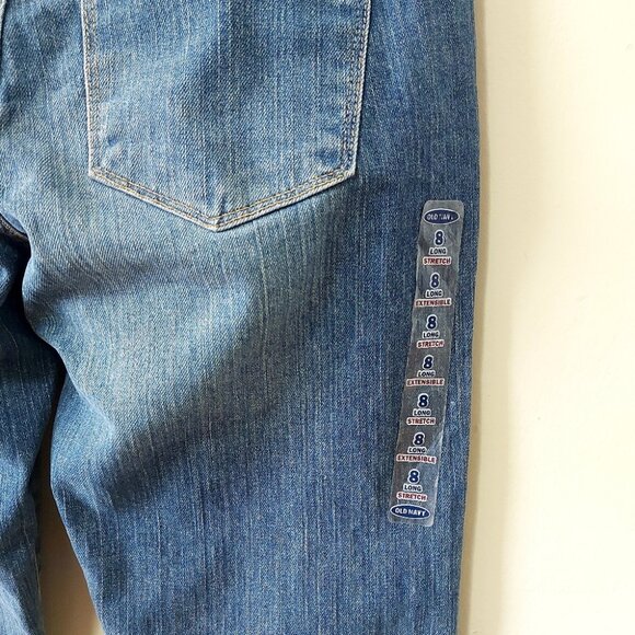 Old Navy Women Flare Jeans Size 8 VTG Low Rise Y2K Long Bell Bottom Blue Denim - Picture 5 of 11